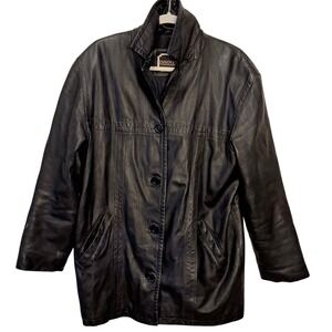 Vintage Men's Black Leather Coat Large Buttery Soft Conditioned Classic Fit 90s